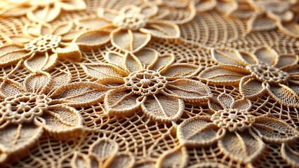 Delicate floral lace pattern woven with intricate detail, showcasing the timeless beauty of handcrafted artistry.