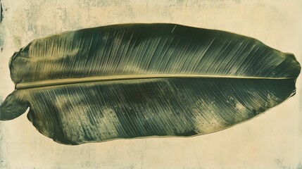 Large banana leaf on textured background
