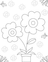 Coloring Page Outline of cartoon flowers. Coloring book for kids Vector