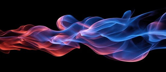 Abstract blue and red smoke on a black background.