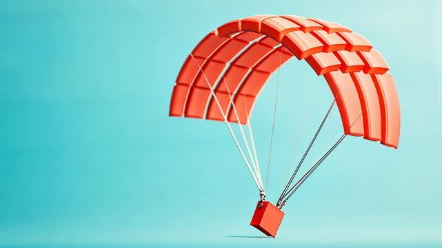 A creative illustration of an orange parachute against a blue background