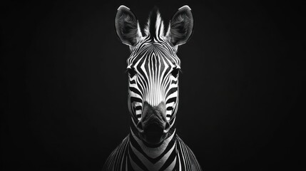 Zebra Portrait in Black and White