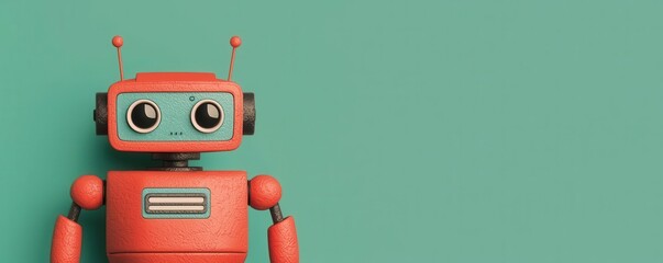 Naklejka premium Childfriendly robot, pastel green background, 3D illustration