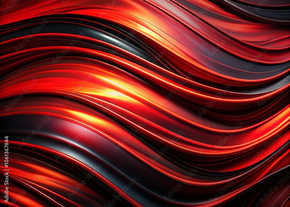 Aufkleber close-up of red and black abstract background with wavy lines in panoramic view for artistic designs
