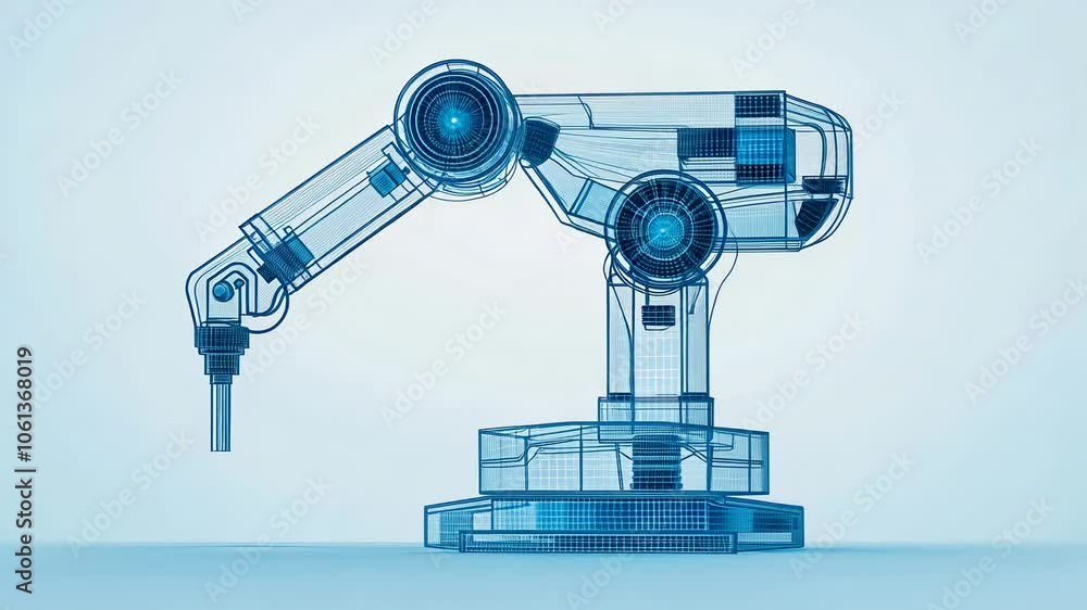 Poster a transparent robotic arm model advanced technology in automation and engineering.