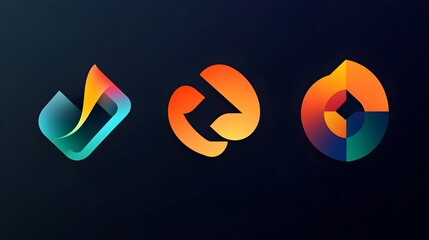 Minimalist Geometric Logo Concepts for Cutting Edge Companies Vibrant Color Schemes Modular Grid Structure