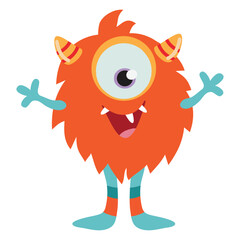 Funny colorful monster vector cartoon illustration
