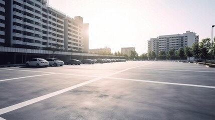 Fototapeta premium Serene Outdoor Parking Lot at Dawn