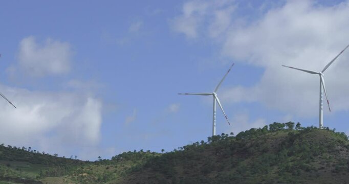 Wind generators on the hill in Southern China