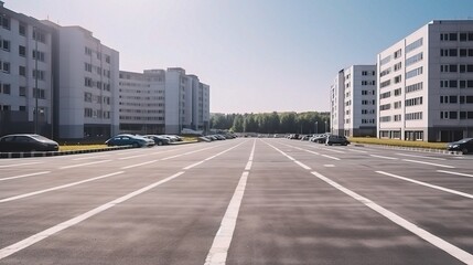 Obraz premium Spacious Outdoor Parking Lot with Open Road View