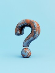 Rusted question mark on blue