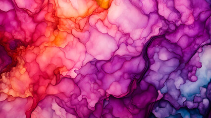 Fototapeta premium A colorful painting with a lot of pink and purple colors