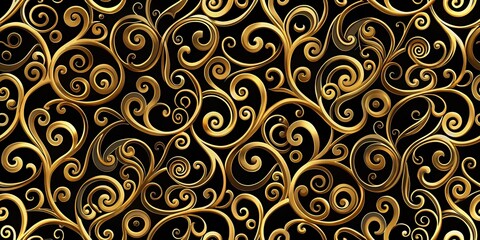 A captivating pattern of gleaming gold swirls, interlaced and intertwined, creating a luxurious and elegant design.