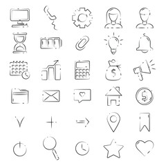 Vector User Interface Line icons set editable on a white background.