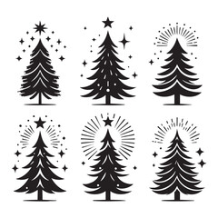 Obraz premium Set of Christmas tree silhouette collection