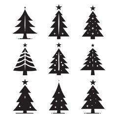 Obraz premium Set of Christmas tree silhouette collection