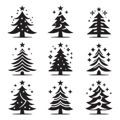 Obraz premium Set of Christmas tree silhouette collection