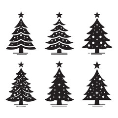 Obraz premium Set of Christmas tree silhouette collection