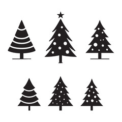 Obraz premium Set of Christmas tree silhouette collection