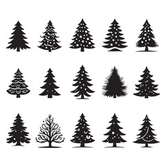 Set of Christmas tree silhouette collection