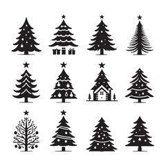 Fototapeta premium Set of Christmas tree silhouette collection