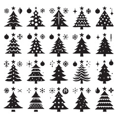 Obraz premium Set of Christmas tree silhouette collection