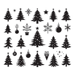 Obraz premium Set of Christmas tree silhouette collection