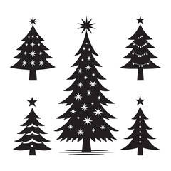 Obraz premium Set of Christmas tree silhouette collection