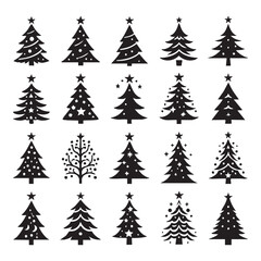 Obraz premium Set of Christmas tree silhouette collection