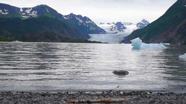 Arctic Glacier With Lake
