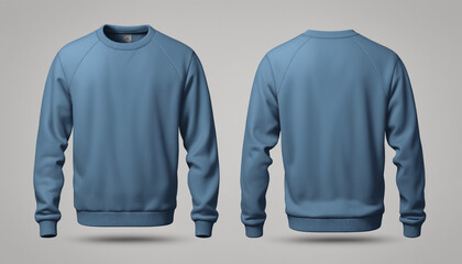 Blue sweatshirt on grey background mockup featuring ample copy space for design or text