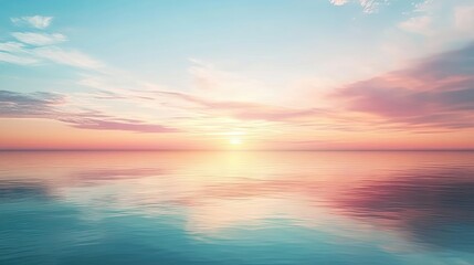 Obraz premium Calm Ocean Surface Reflecting a Sunset Sky