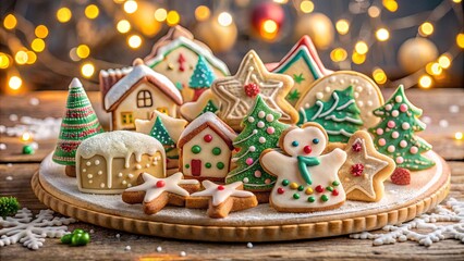 Naklejka premium A Festive Collection of Gingerbread Delights, Crafted with Love and Decorated with Colorful Icing, Perfectly Capturing the Spirit of the Season