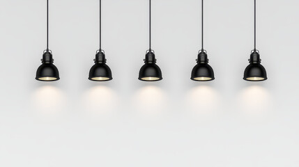 Modern Black Pendant Lights in a Row