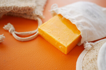 This is a Natural Orange Soap beautifully Wrapped in an EcoFriendly Bag for your convenience