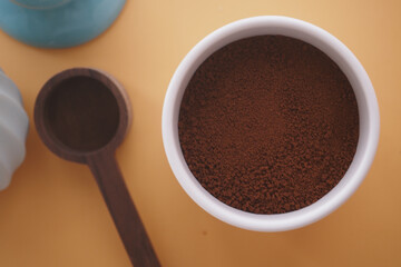 Closeup of Ground Coffee Texture in Warm Brown Hue