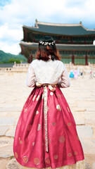 Fototapeta premium hanbok at Gyeongbokgung Palace in sout korea