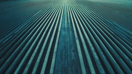 Fototapeta premium Abstract geometric pattern of grey concrete stairs leading upwards.