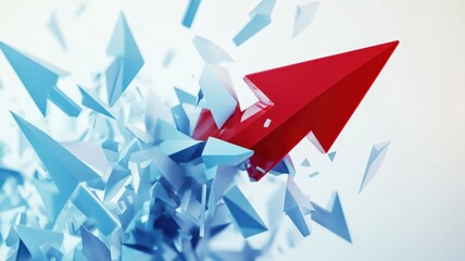 Business growth concept of Red Arrows pointing upward,uniqueness thinking,3d rendering,pointing upward,arrow up with different way, arrow stat financial graph,teamwork and courage concept.