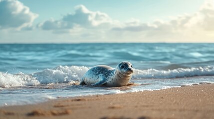 Naklejka premium Seal on the Beach