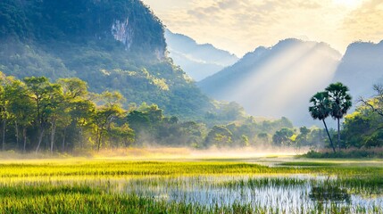 Lush Thai Rice Fields in Detail