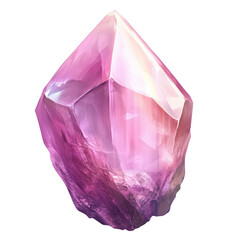 Fototapeta premium Beautiful pink crystal with geometric facets, isolated on transparent background..