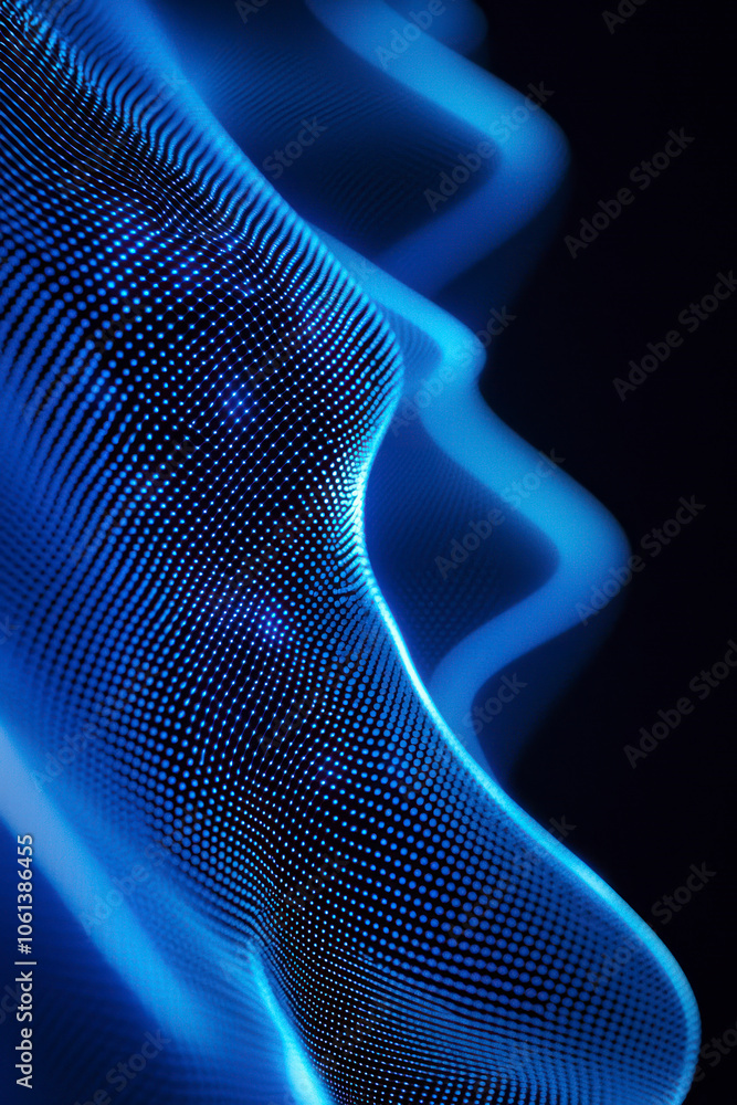 Poster vertical technology network background with copyspace. blie lines on black background.