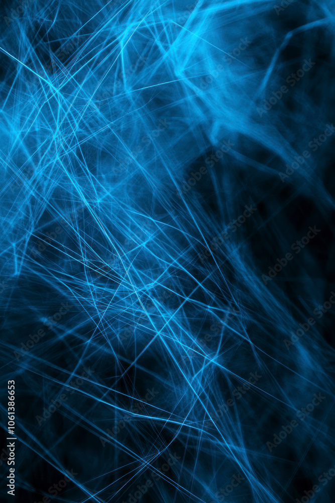 Poster vertical technology network background with copyspace. blie lines on black background.