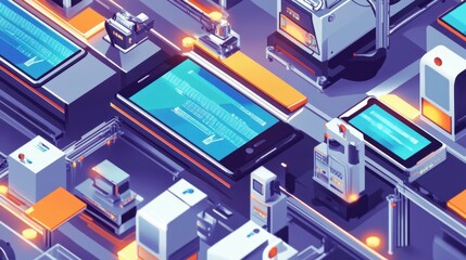 Futuristic Tech Landscape - Isometric Abstract Illustration
