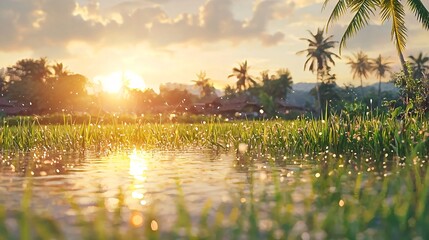 Lush Thai Rice Field Landscape