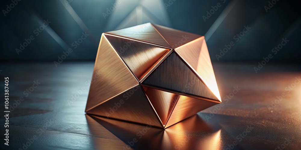 Aufkleber elegant 3d rendering of a copper metal cube structure with abstract geometry and modern aesthetic fo