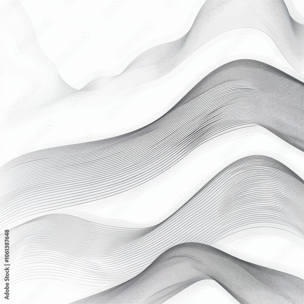 Poster minimalistic design with wavy lines on white background