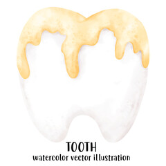 dental care, teeth, tooth, teethe care in watercolor. Vector illustration