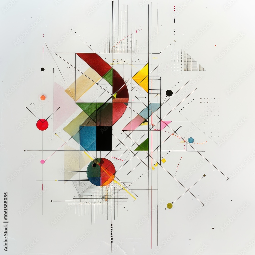 Poster abstract geometric patterns with vibrant color shapes